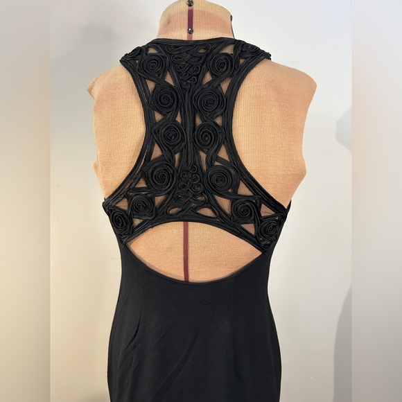 Vintage Jessica McClintock Gunne Sax Black Dress with Slit and Back Detail - Picture 6 of 12
